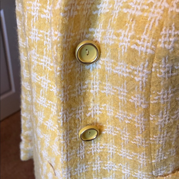 VINTAGE Yellow Plaid Long Coat - Picture 2 of 7